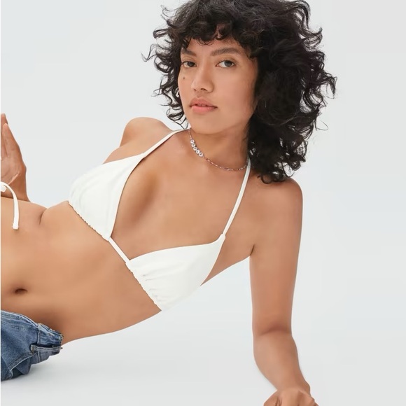 Everlane Swim string bikini top, low bottom - white M NWOT - Picture 2 of 6